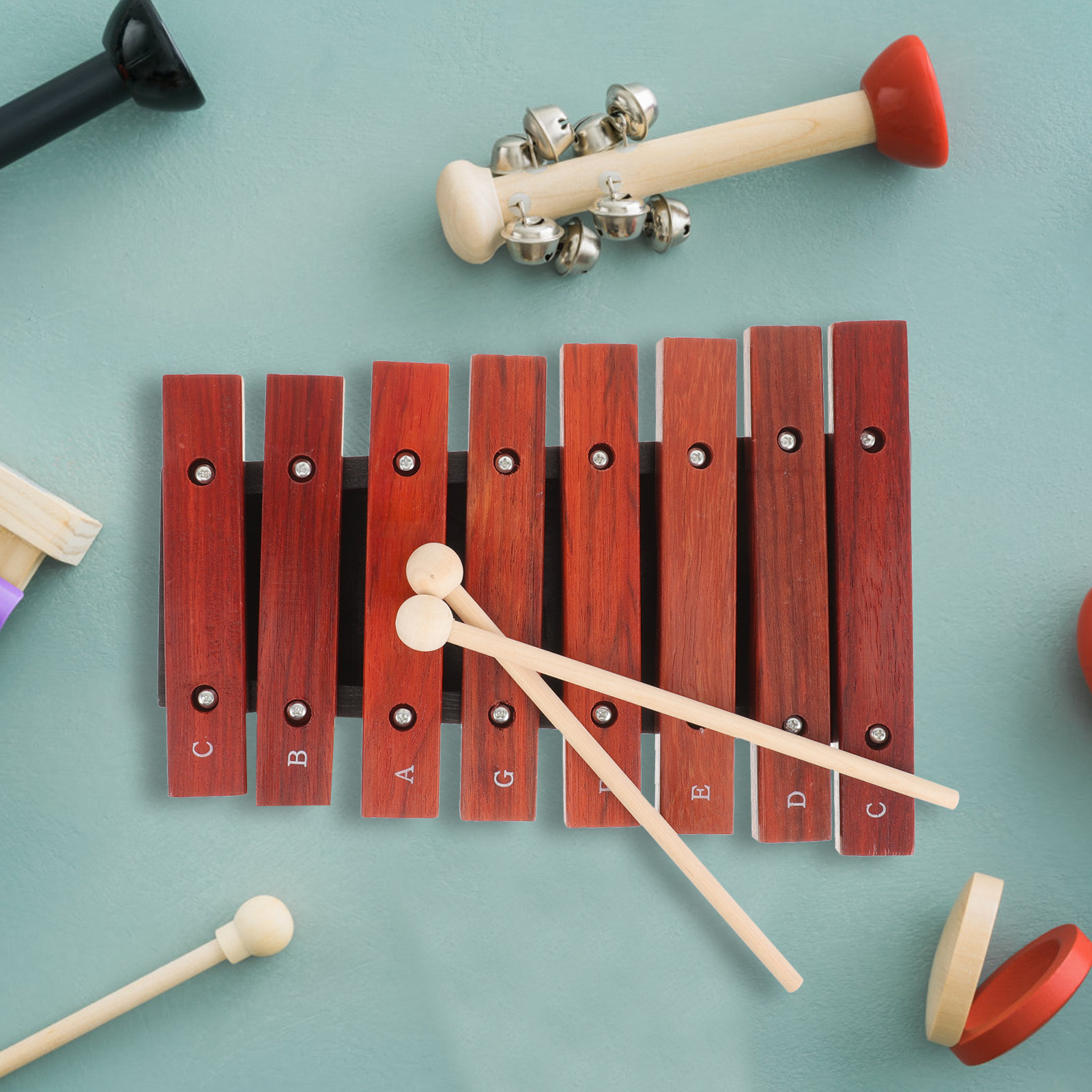 Musical Instrument For Toddlers - 8-Note Wooden Xylophone Lightweight Portable Musical