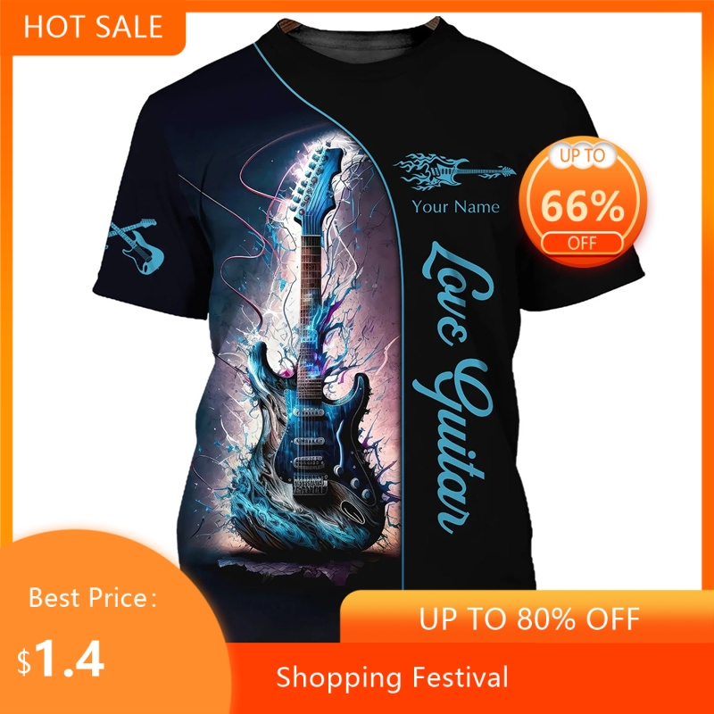 Fashion Guitar Bass 3D Print T - Musical Instrument With Name recensione e prezzo